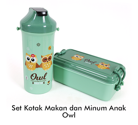 Set Kotak Makan dan Minum Anak Owl